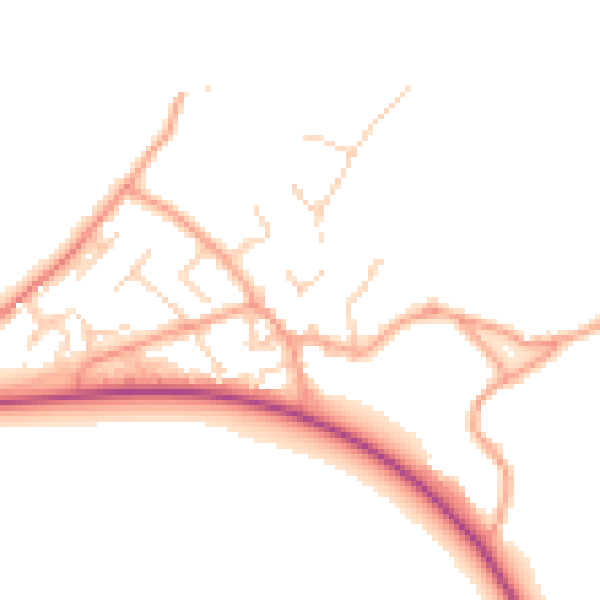 Daytime road noise heatmap for SO45 1DG
