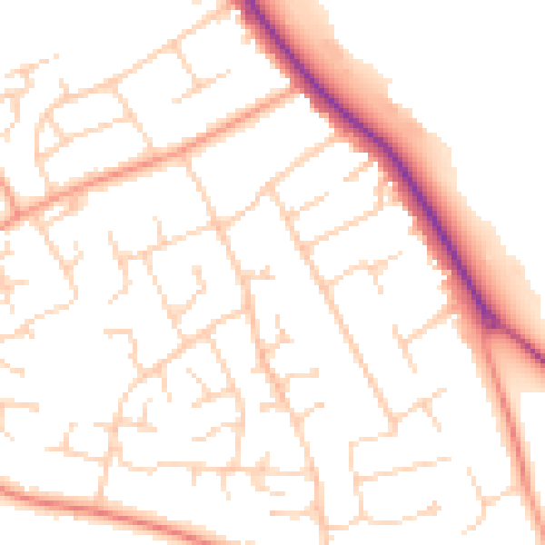 Daytime road noise heatmap for SO45 2AN