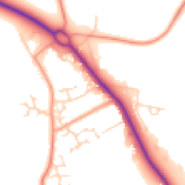 Daytime road noise heatmap for SO45 2PY