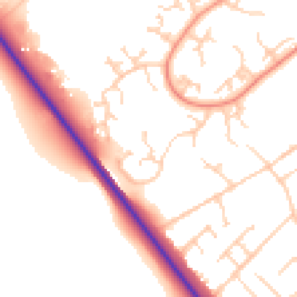 Daytime road noise heatmap for SO45 5SW