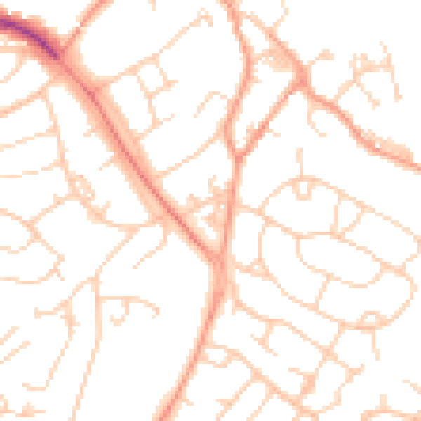 Daytime road noise heatmap for SO45 6JA