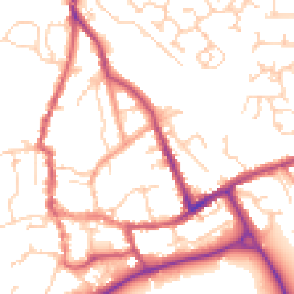 Daytime road noise heatmap for SO51 8EE