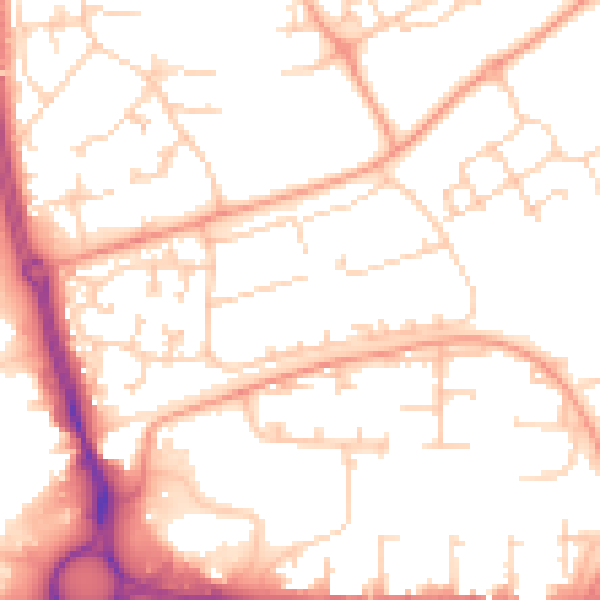 Daytime road noise heatmap for SP10 5DH