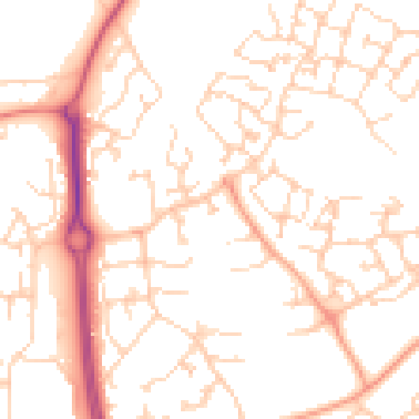Daytime road noise heatmap for SP10 5PU