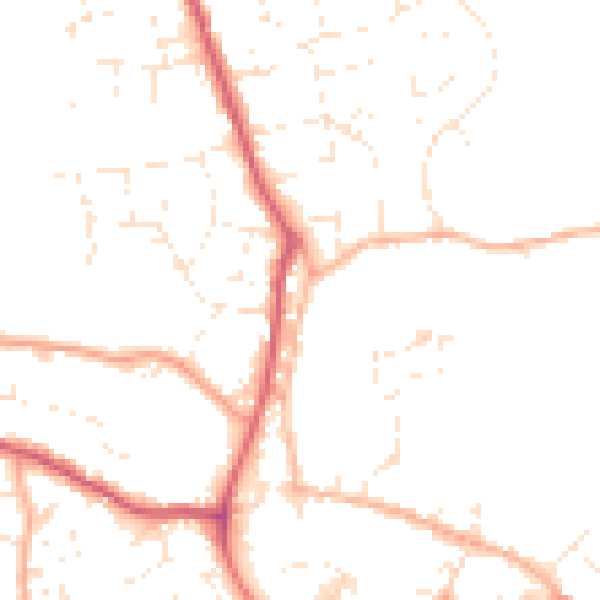 Daytime road noise heatmap for SP8 4DJ