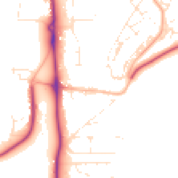 Daytime road noise heatmap for SP9 7NW