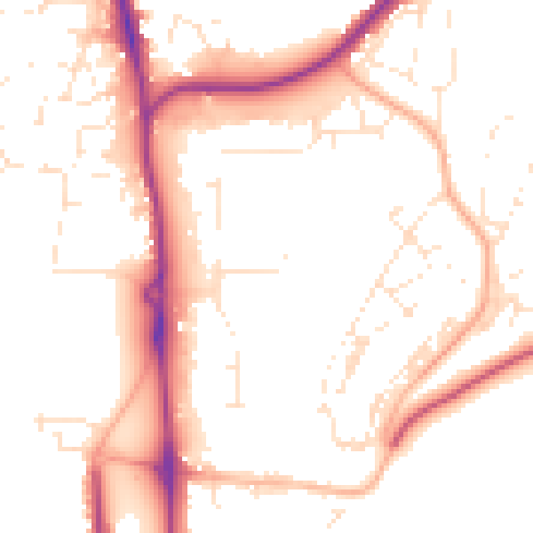 Daytime road noise heatmap for SP9 7QG