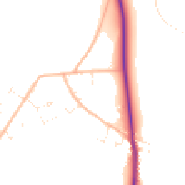 Daytime road noise heatmap for SP9 7UD