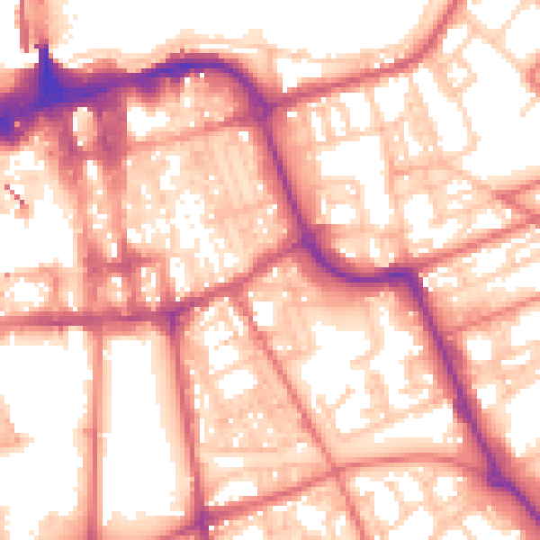 Daytime road noise heatmap for SR1 1HS