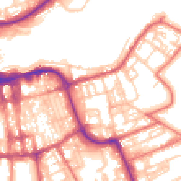 Daytime road noise heatmap for SR1 2AW