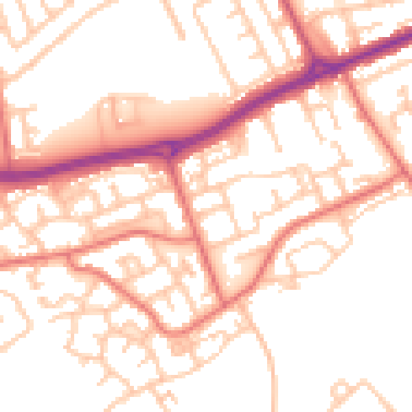 Daytime road noise heatmap for SR4 8JY