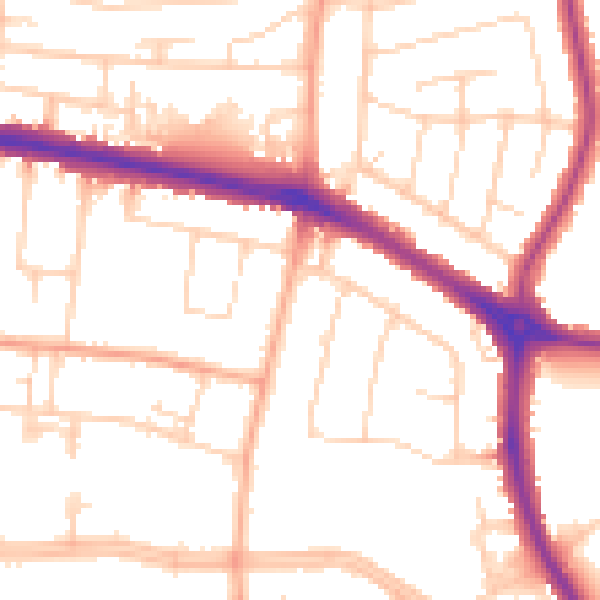 Daytime road noise heatmap for SS0 0RJ