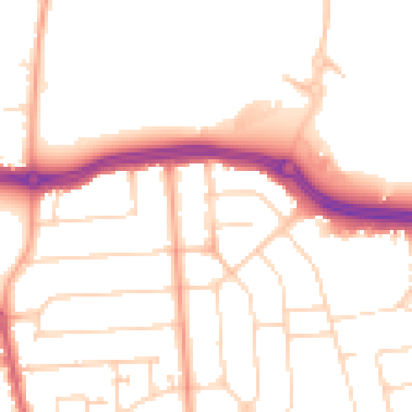 Daytime road noise heatmap for SS2 4AU