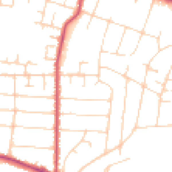 Daytime road noise heatmap for SS7 1DJ