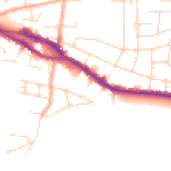Daytime road noise heatmap for SS7 2BA