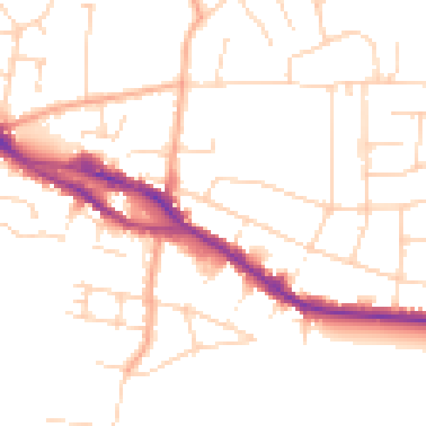 Daytime road noise heatmap for SS7 2DQ