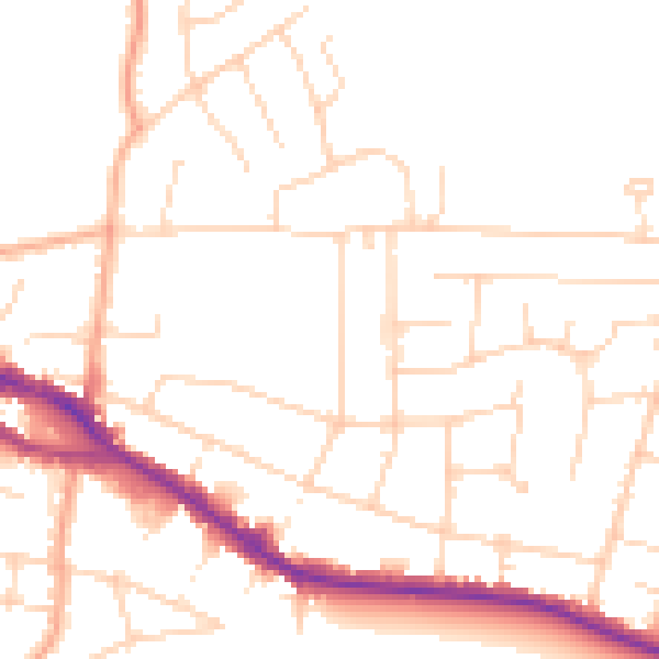 Daytime road noise heatmap for SS7 2HQ