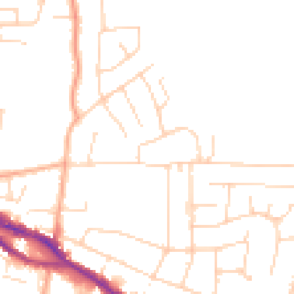 Daytime road noise heatmap for SS7 2JB