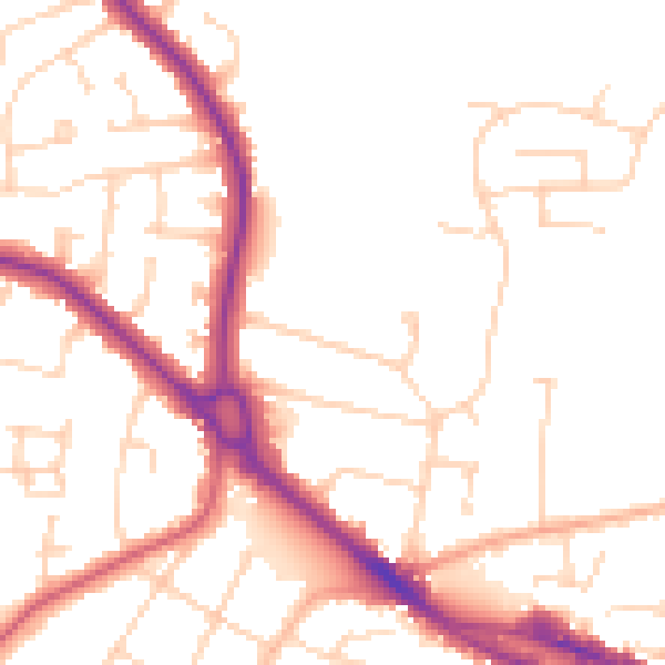 Daytime road noise heatmap for SS7 2SB