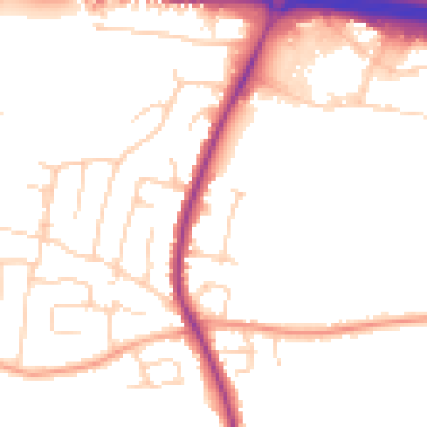 Daytime road noise heatmap for SS7 3UA