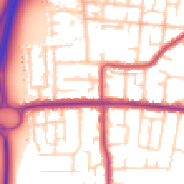 Daytime road noise heatmap for SS7 4DZ