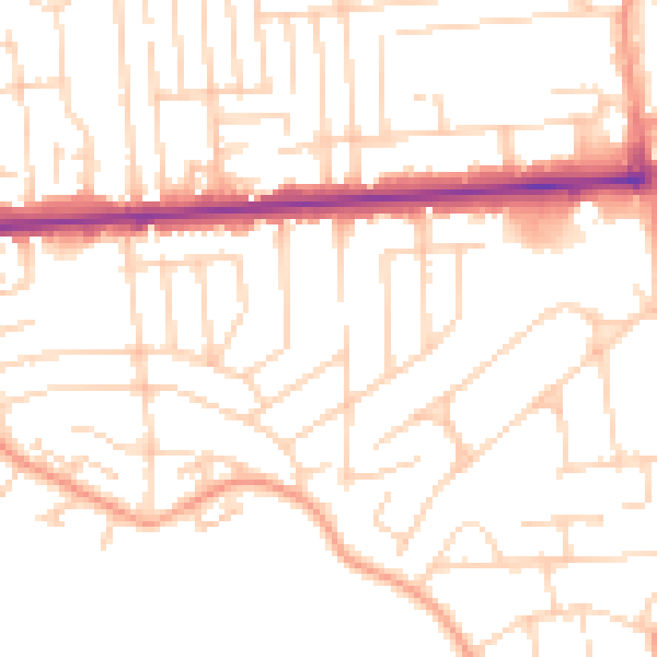 Daytime road noise heatmap for SS8 0DT