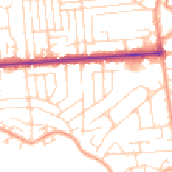 Daytime road noise heatmap for SS8 0DW