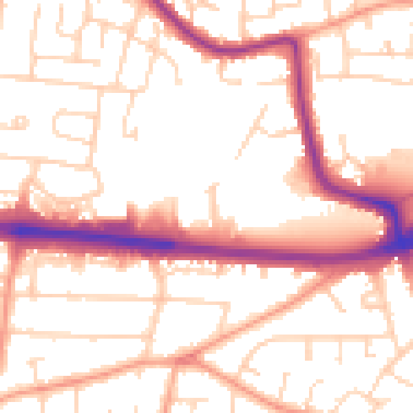 Daytime road noise heatmap for SS9 4DE