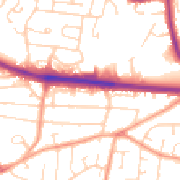 Daytime road noise heatmap for SS9 4DQ
