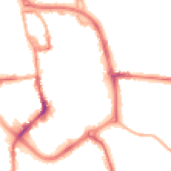 Night-time road noise heatmap for ST1 1AG