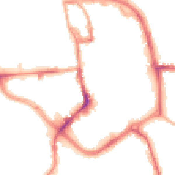 Night-time road noise heatmap for ST1 1EB