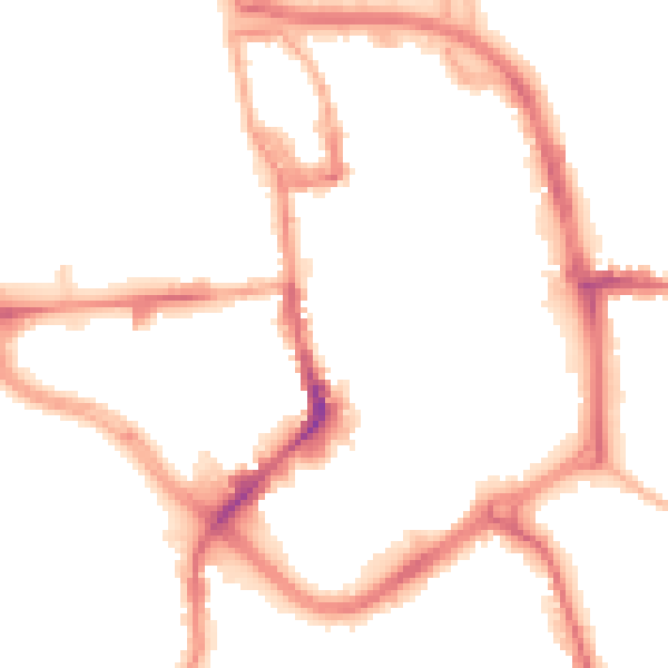 Night-time road noise heatmap for ST1 1EE