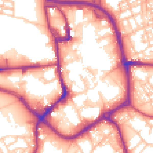Daytime road noise heatmap for ST1 1EN