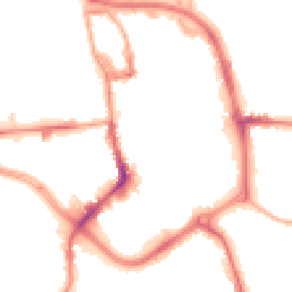 Night-time road noise heatmap for ST1 1EN