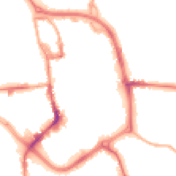 Night-time road noise heatmap for ST1 1NE