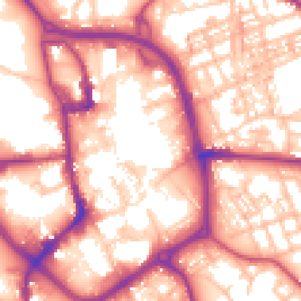Daytime road noise heatmap for ST1 1QD