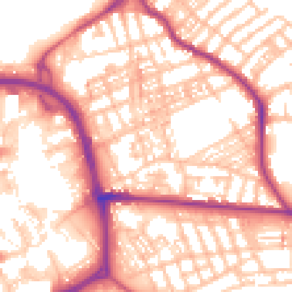 Daytime road noise heatmap for ST1 2DF