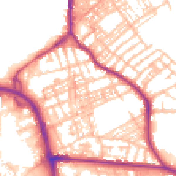 Daytime road noise heatmap for ST1 2EB