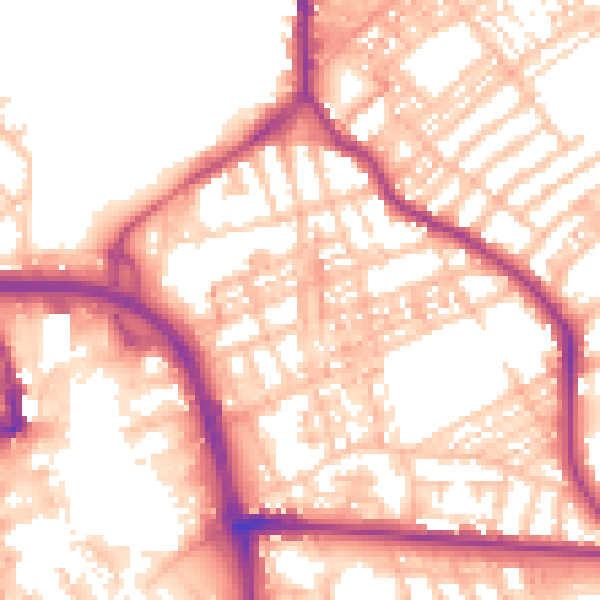 Daytime road noise heatmap for ST1 2HT