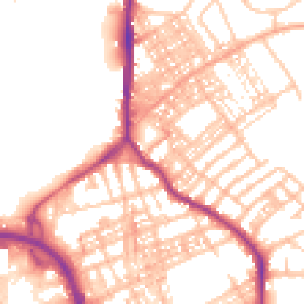 Daytime road noise heatmap for ST1 2JR