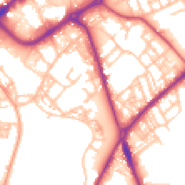 Daytime road noise heatmap for ST1 3DJ