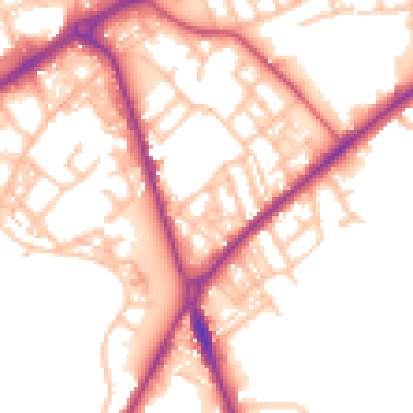 Daytime road noise heatmap for ST1 3EX