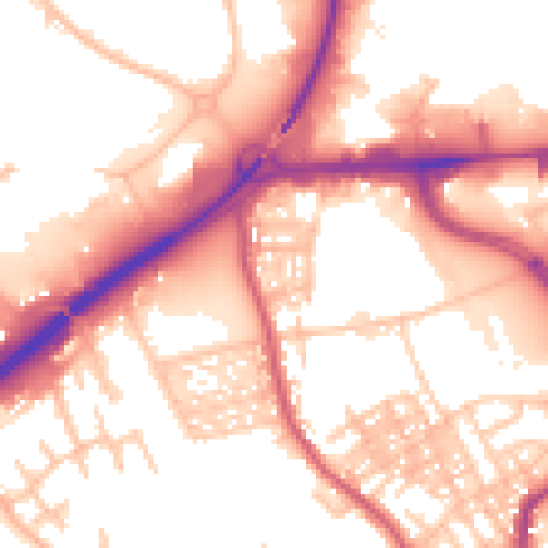 Daytime road noise heatmap for ST1 4BQ