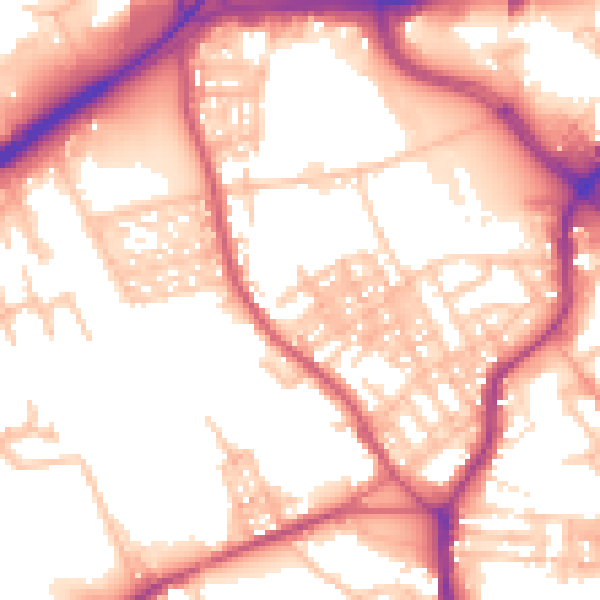 Daytime road noise heatmap for ST1 4JX
