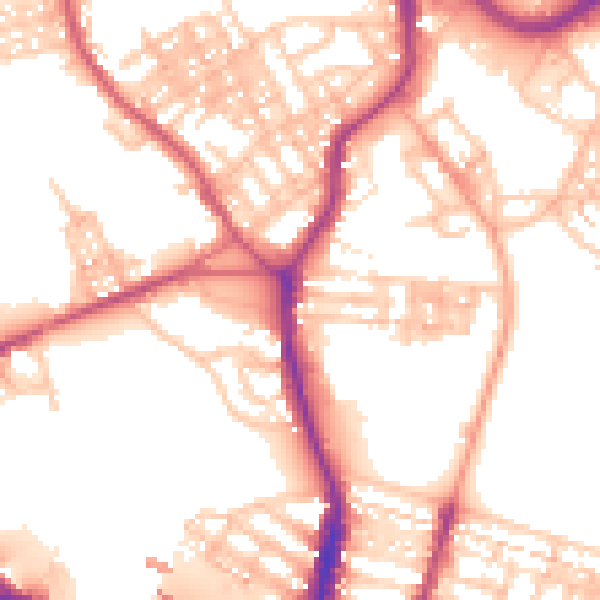 Daytime road noise heatmap for ST1 4NN