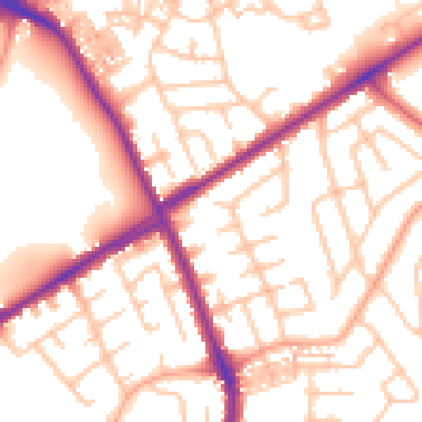 Daytime road noise heatmap for ST1 6EE