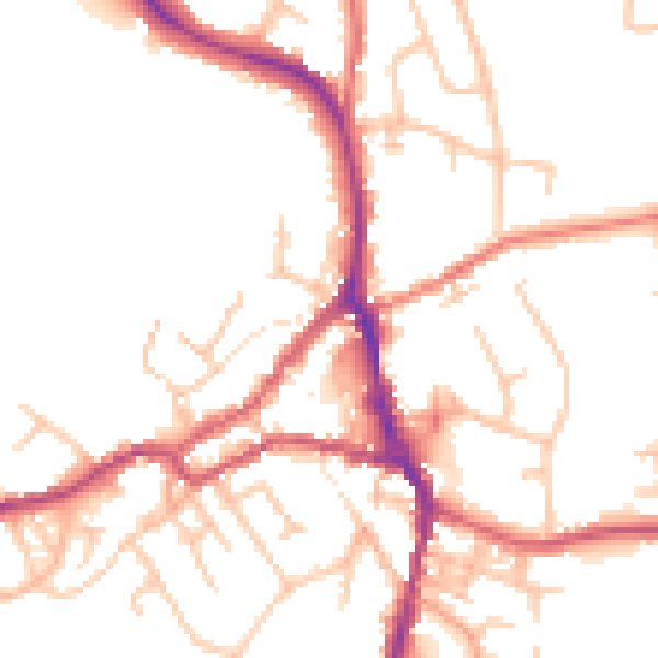 Daytime road noise heatmap for ST10 1AA