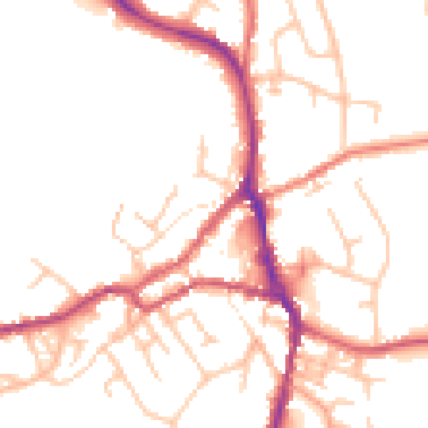 Daytime road noise heatmap for ST10 1AF