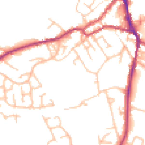 Daytime road noise heatmap for ST10 1AP