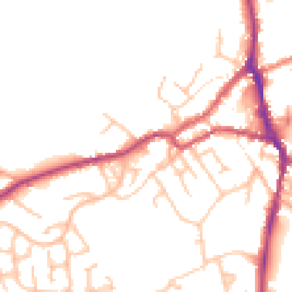 Daytime road noise heatmap for ST10 1AX